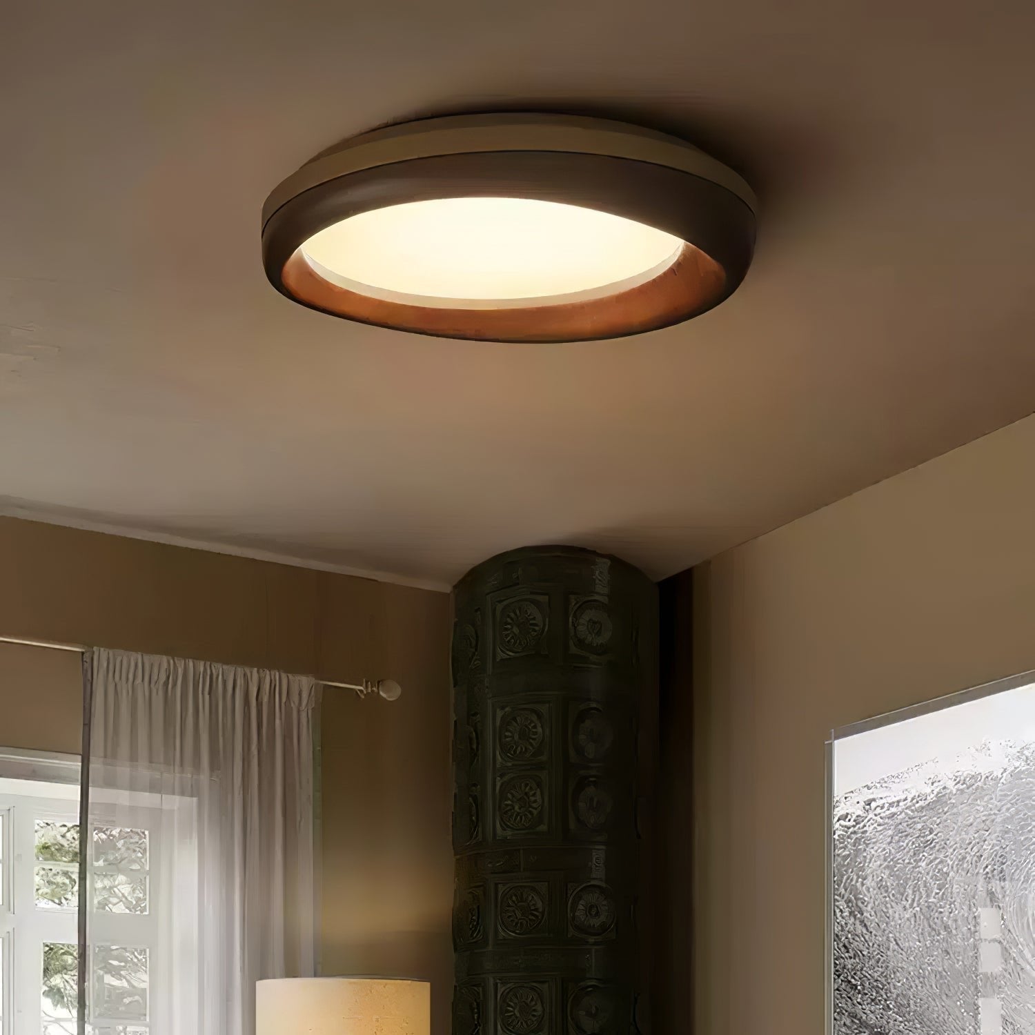 Eurtheara Deckenleuchte aus organischem Holz und Glas-Letslighting