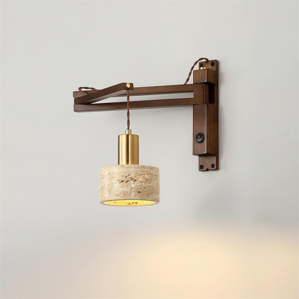 Wall Lamp with Travertine Cylinder Shade for Minimalist Ambiance - Letslighting