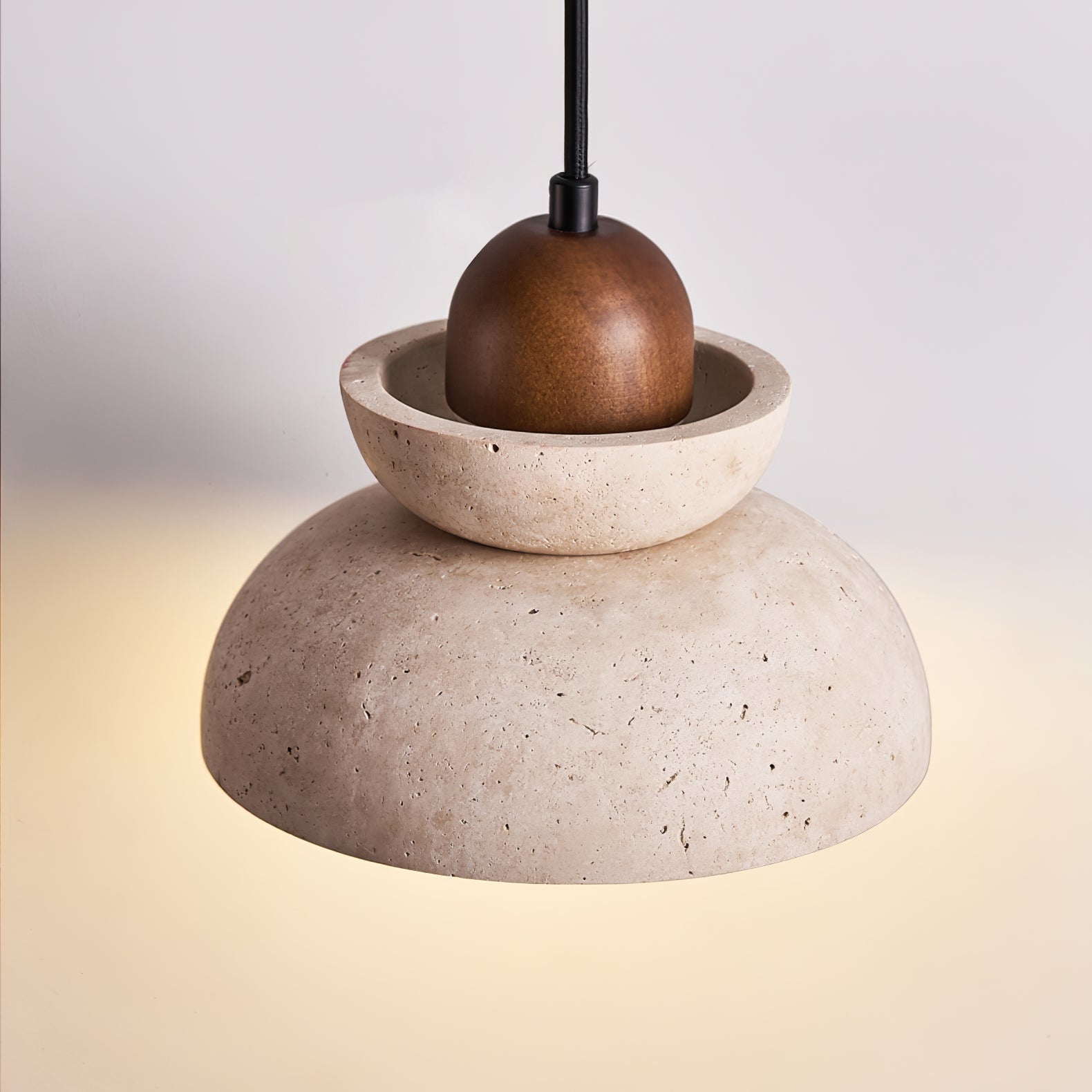 Zophaos Tiered-Bell Travertine Pendant Light - Neutralighting