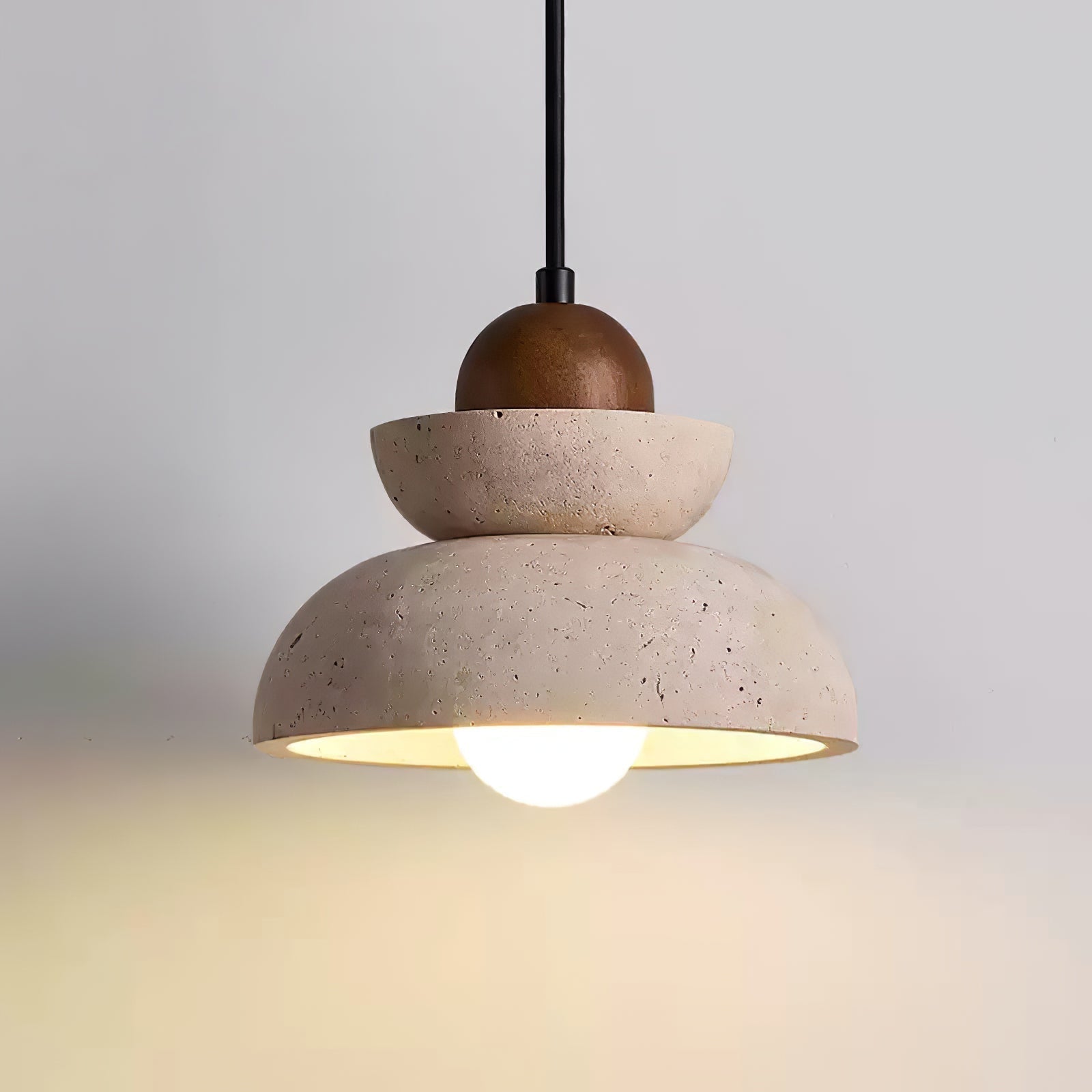 Zophaos Tiered-Bell Travertine Pendant Light - Neutralighting