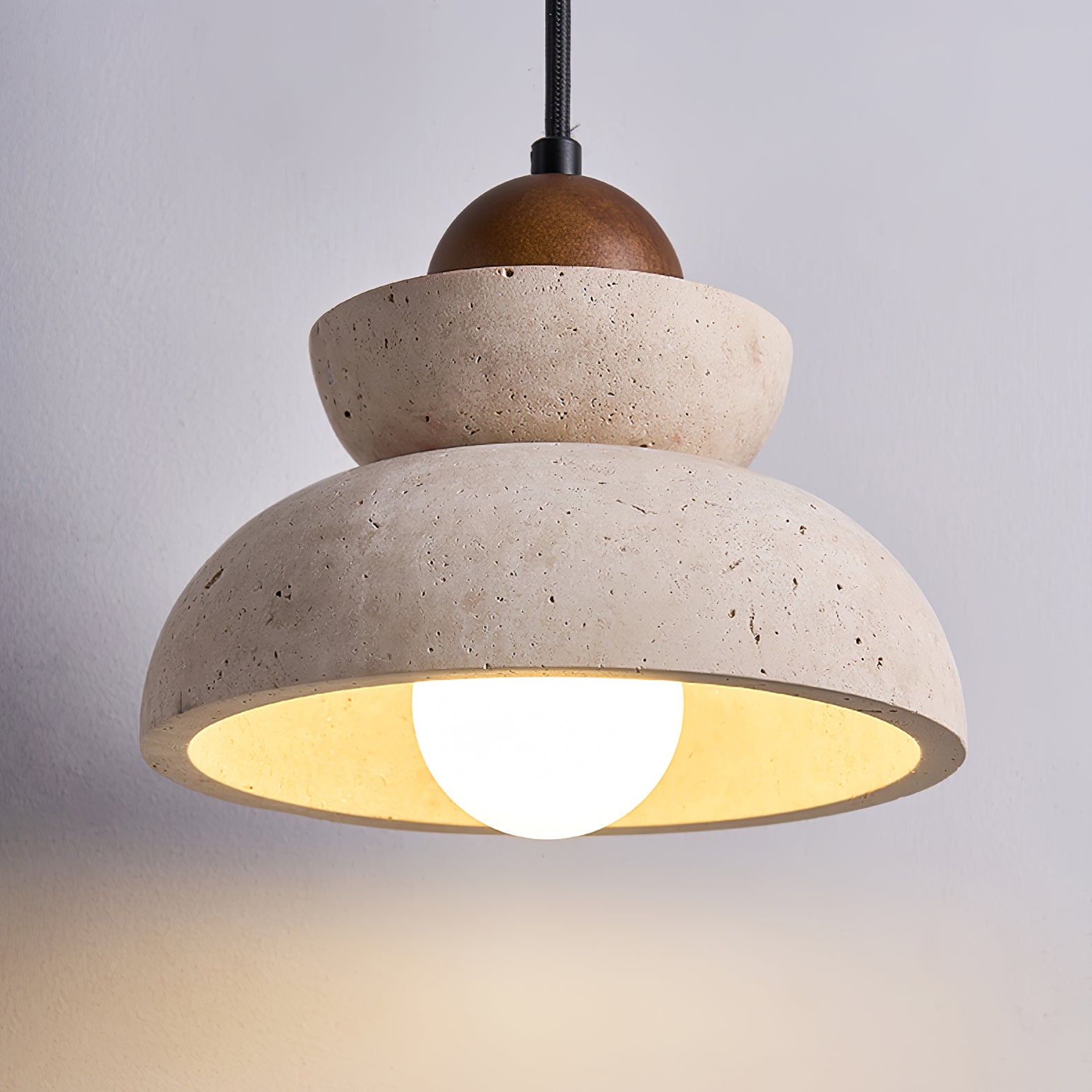 Zophaos Tiered-Bell Travertine Pendant Light - Neutralighting