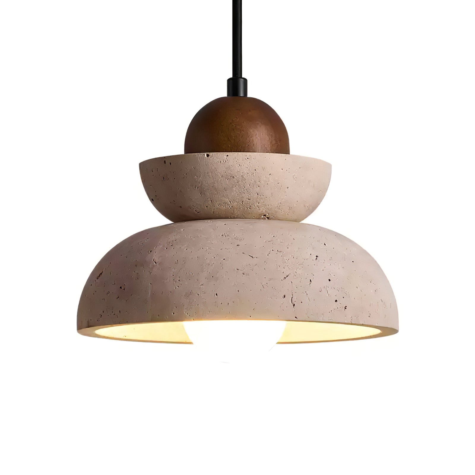 Zophaos Tiered-Bell Travertine Pendant Light - Neutralighting