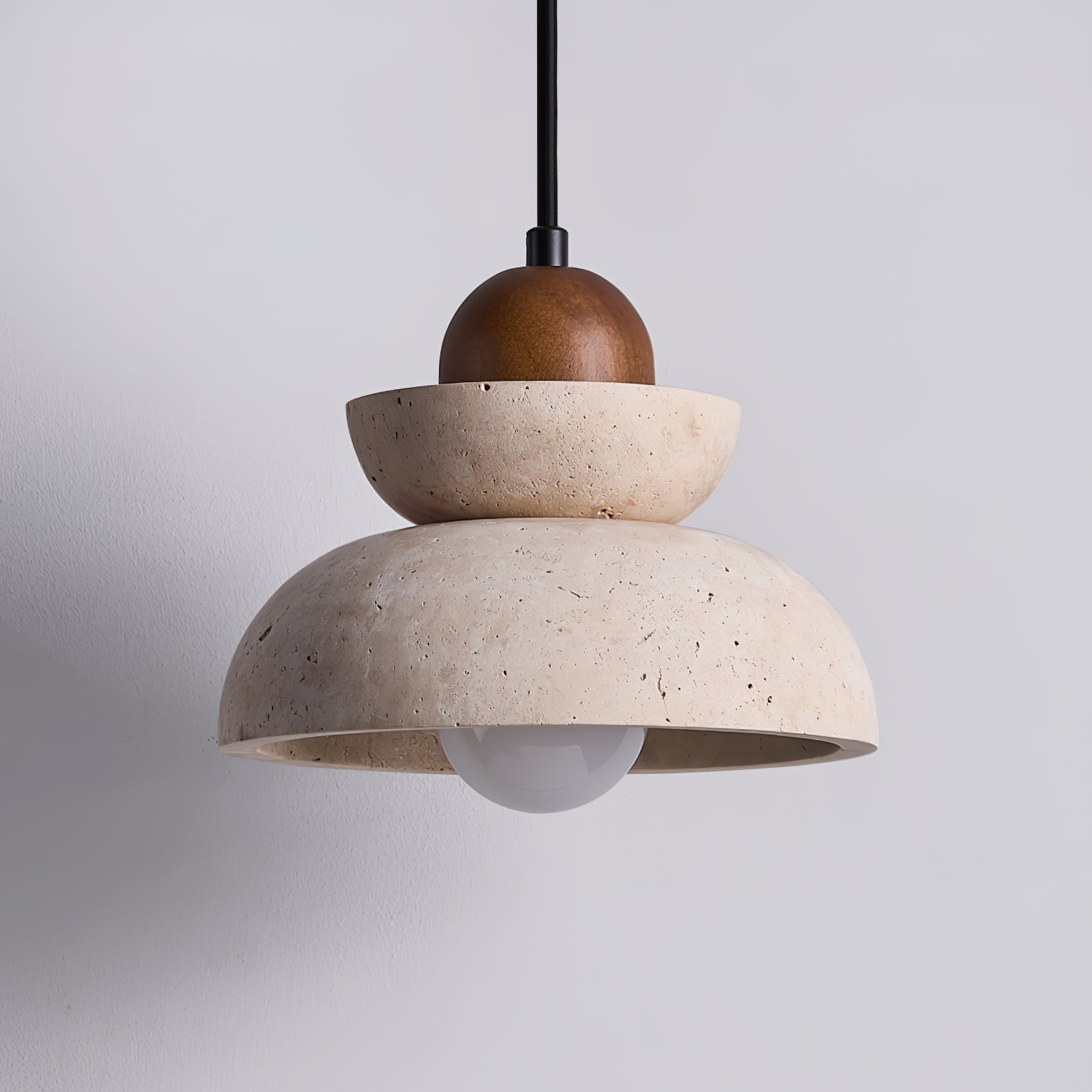 Zophaos Tiered-Bell Travertine Pendant Light - Neutralighting