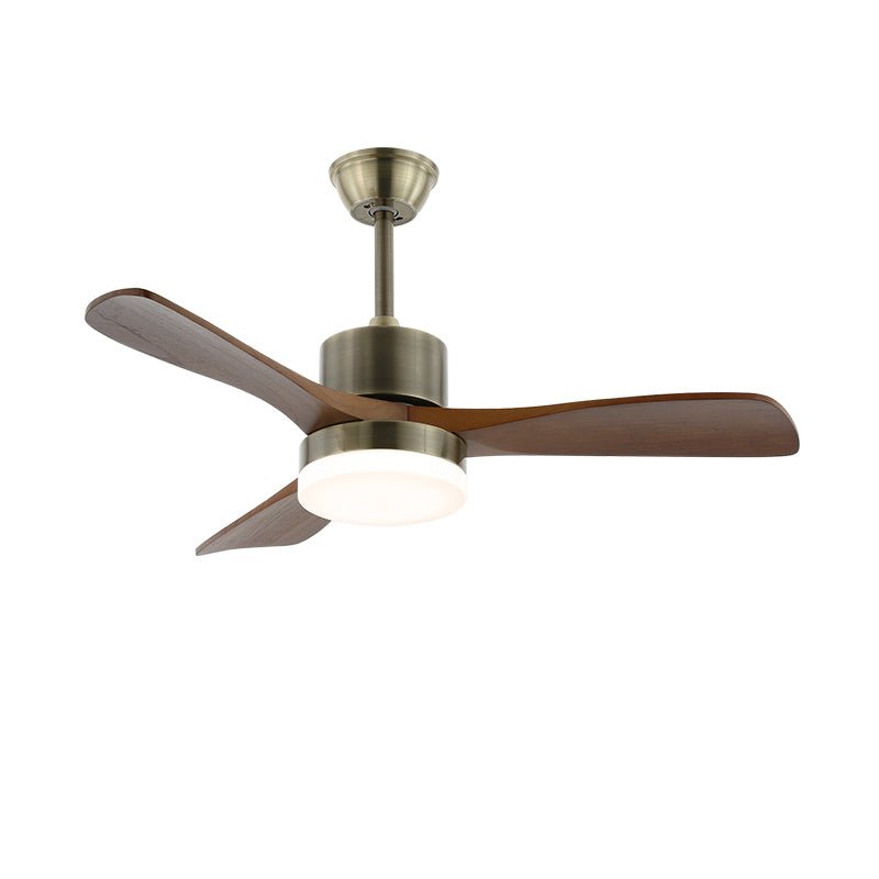 Ventio Minimalistischer Deckenventilator mit Beleuchtung aus Silber und Holz