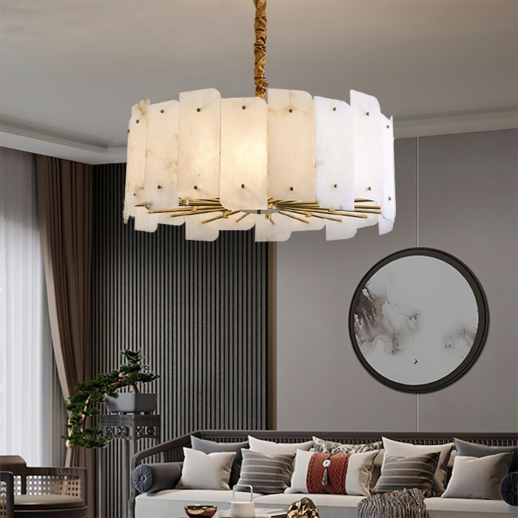 Zoe Postmodern Luxury Tiered Alabaster Chandelier - Letslighting