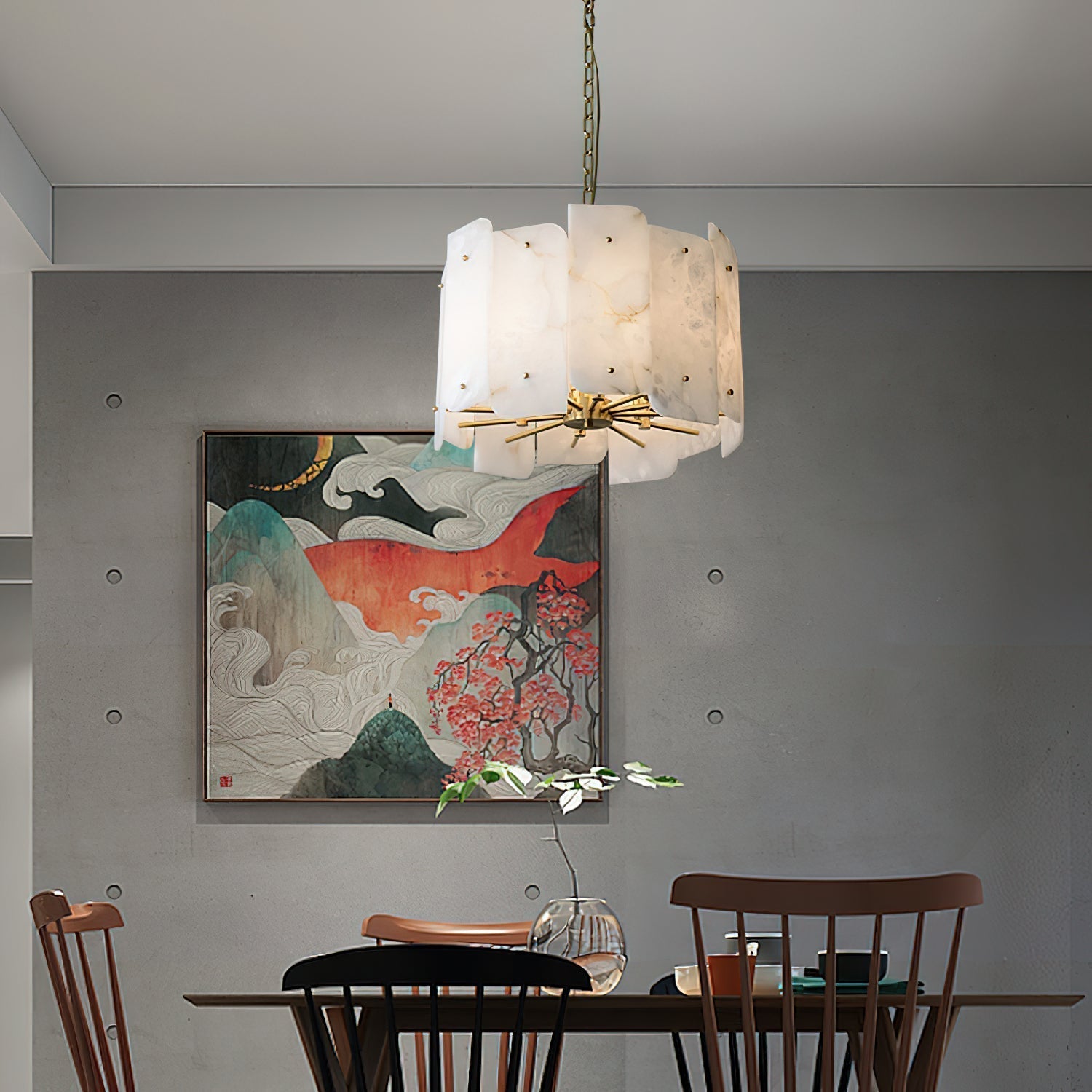 Zoe Postmodern Luxury Tiered Alabaster Chandelier - Letslighting