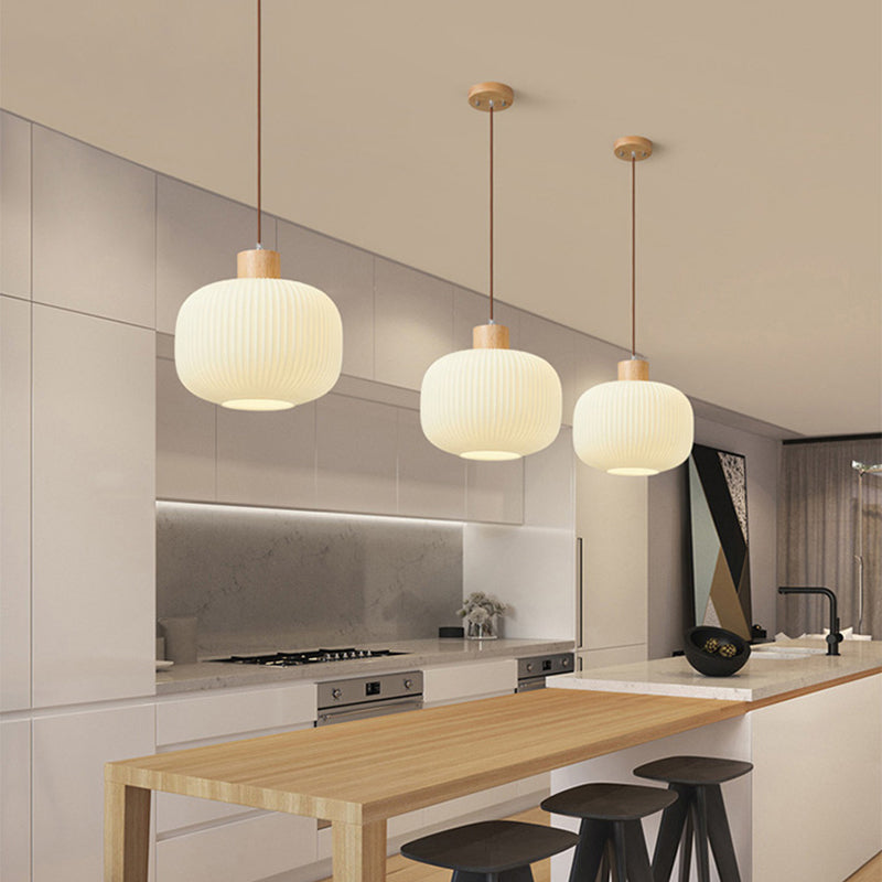 Muto Modern LED Pendelleuchte Weiß 2 Stile Ess/Wohnzimmer Holz/Glas