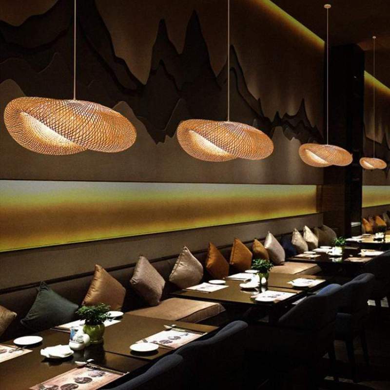 Muto Boho LED Pendelleuchte Bambus Wohn/Esszimmer/Arbeitszimmer
