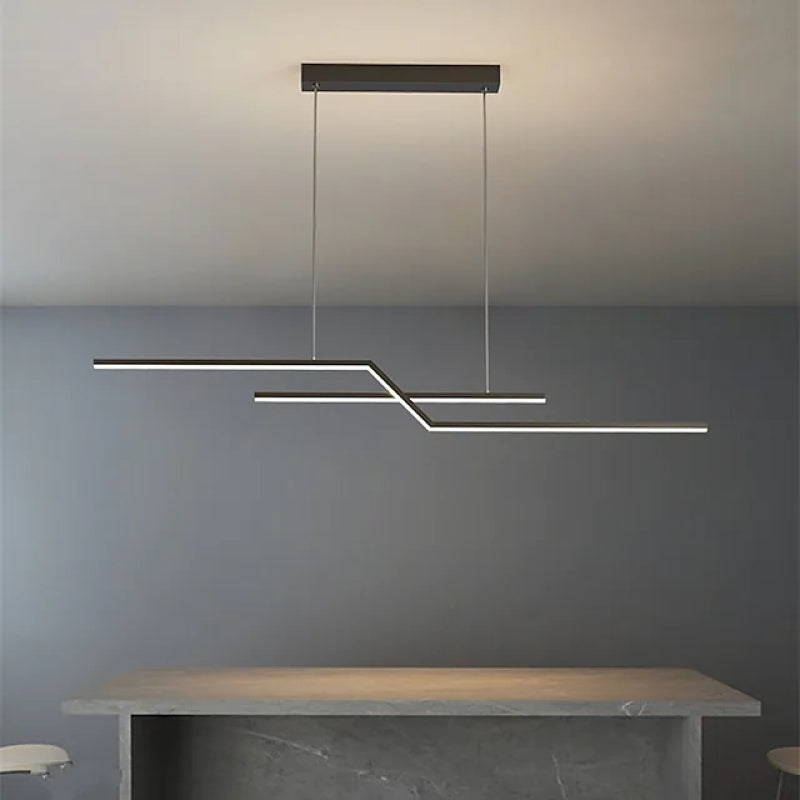 Arisha Modern Minimalistische Parallel Gefaltete Lineare LED Pendelleuchte Wohn/Schlaf/EsszimmerSchwarz/Gold Dimmbar