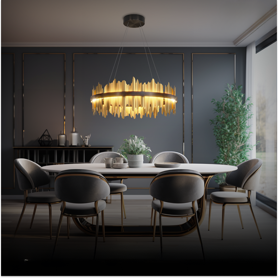 Kristy Industrial LED Kronleuchter Gold Metall Schalf/Wohnzimmer-Letslighting