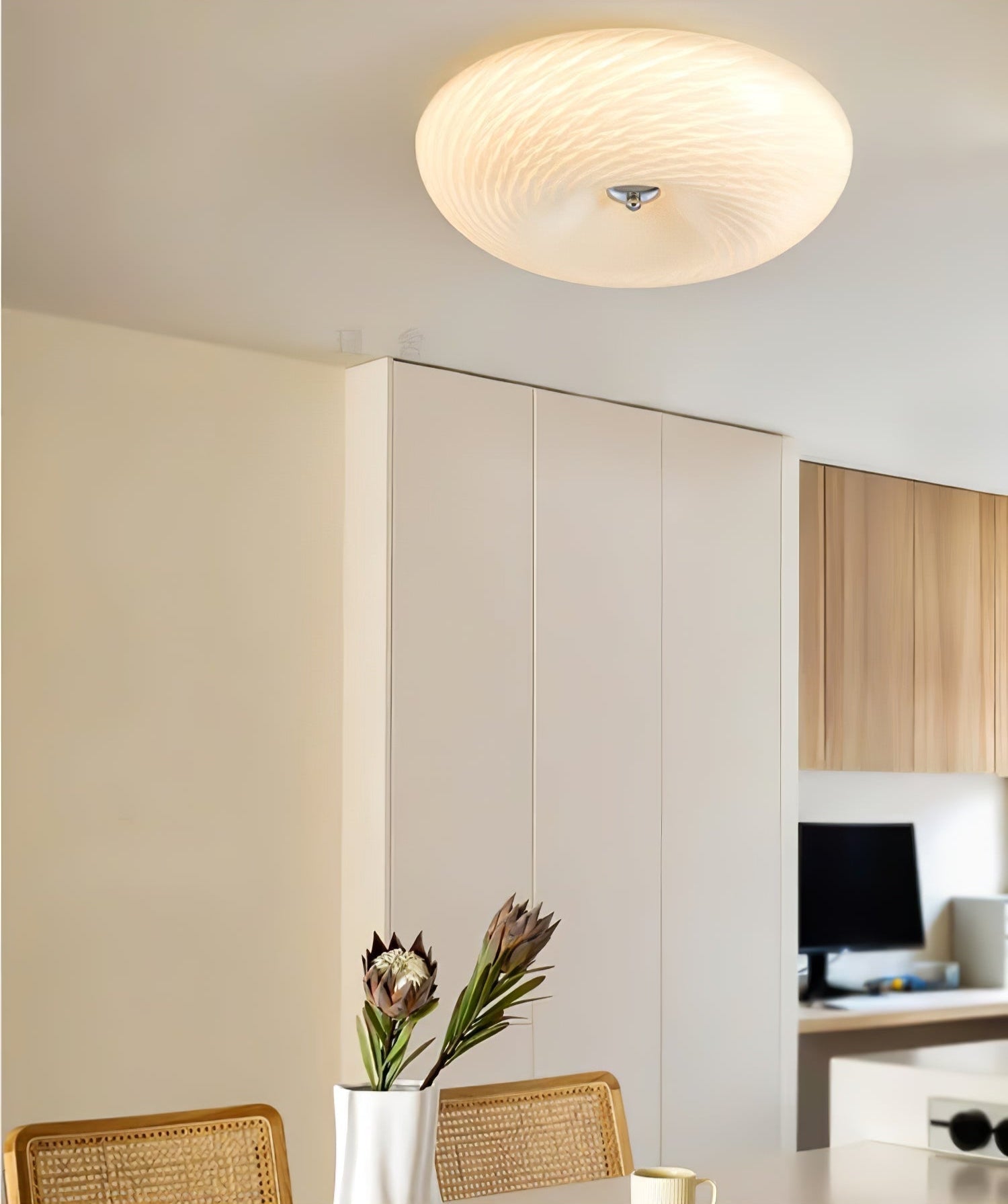 Comarion Moderne Minimalistische Kunstglas-Deckenleuchte-Letslighting