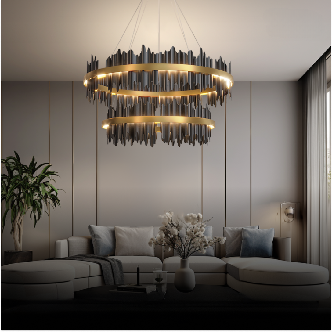 Kristy Industrial LED Kronleuchter Gold Metall Schalf/Wohnzimmer-Letslighting