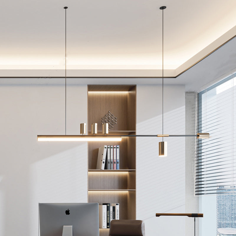 Arisha Modern LED Pendelleuchte Linear Zylinder Esstisch, Gold, Metall Acryl
