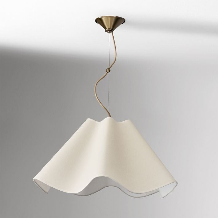 Oslan Beige Stoff Pendelleuchte – Moderne Hängeleuchte mit Stoffschirm