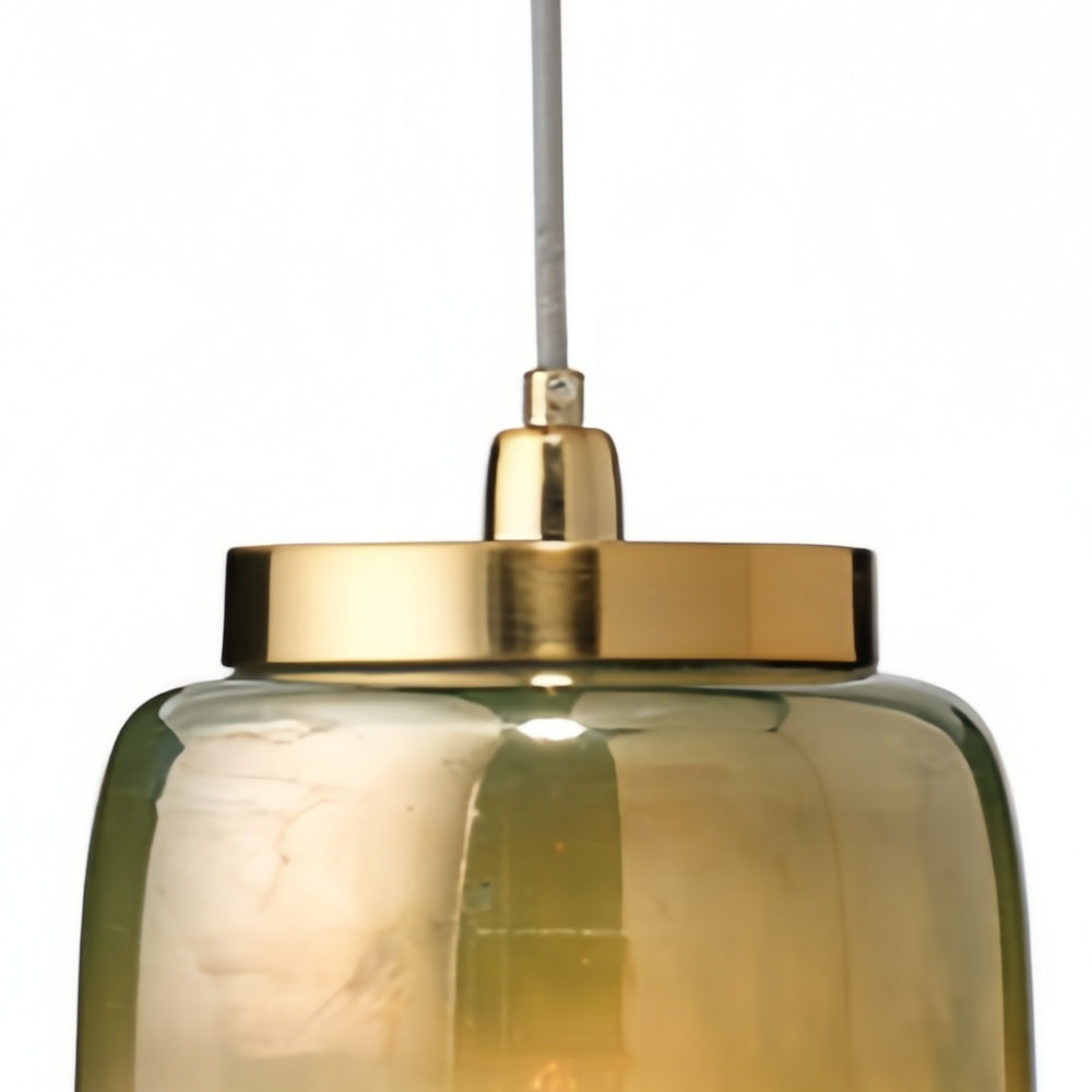 Stilvolle grün-goldene Glas-Hängeleuchte für Innenräume