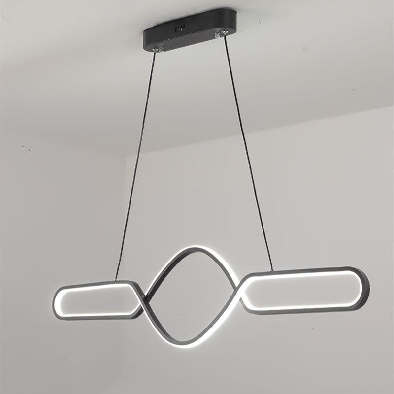 Arisha Pendelleuchten,Kreuz Linear, Esszimmer, Schwarz/Gold, Metall/Kieselgel