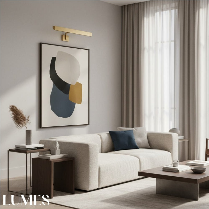 Minimalistische Bilderleuchte für Kunstpräsentation