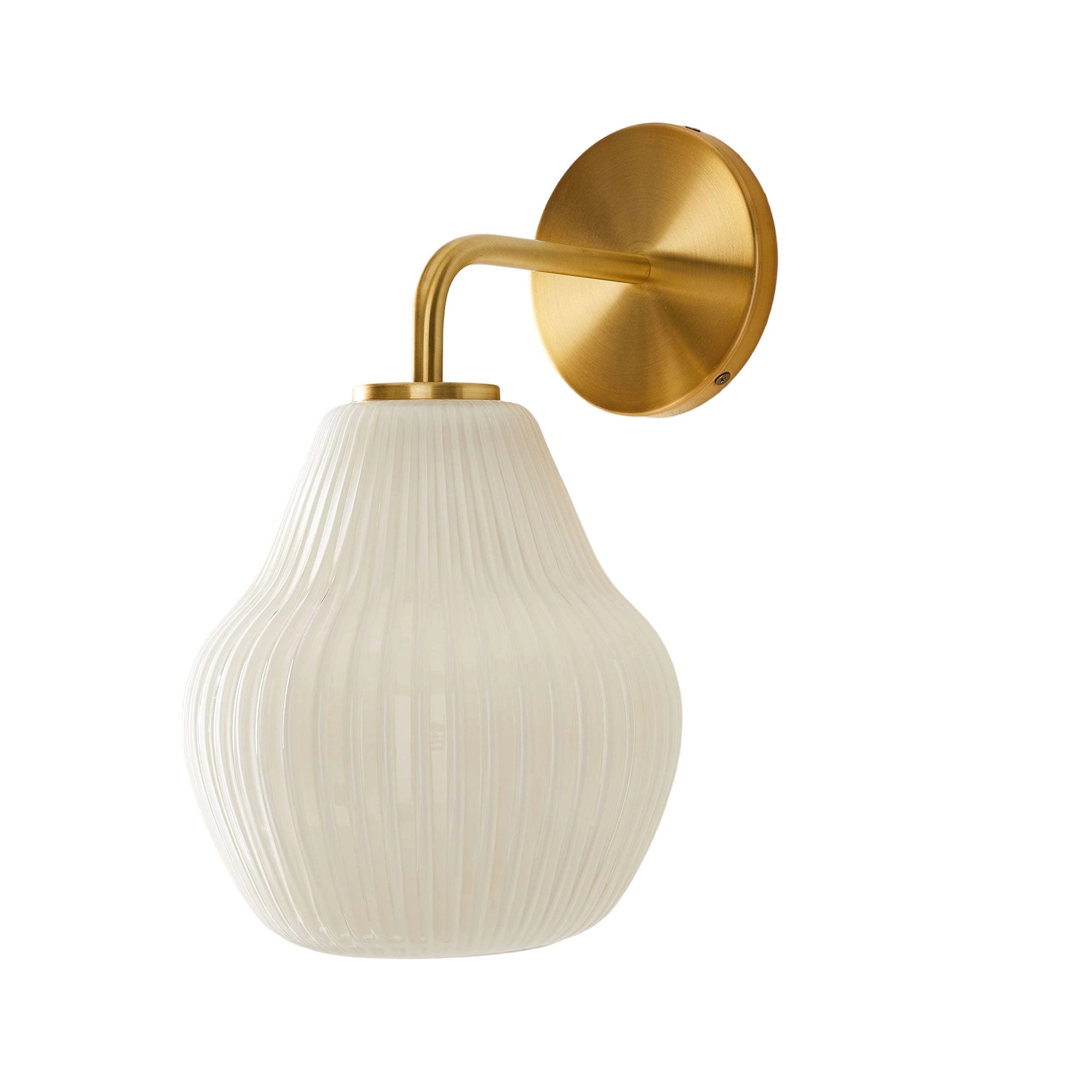 Moderne Riffelglas Wandlampe in Antikmessing