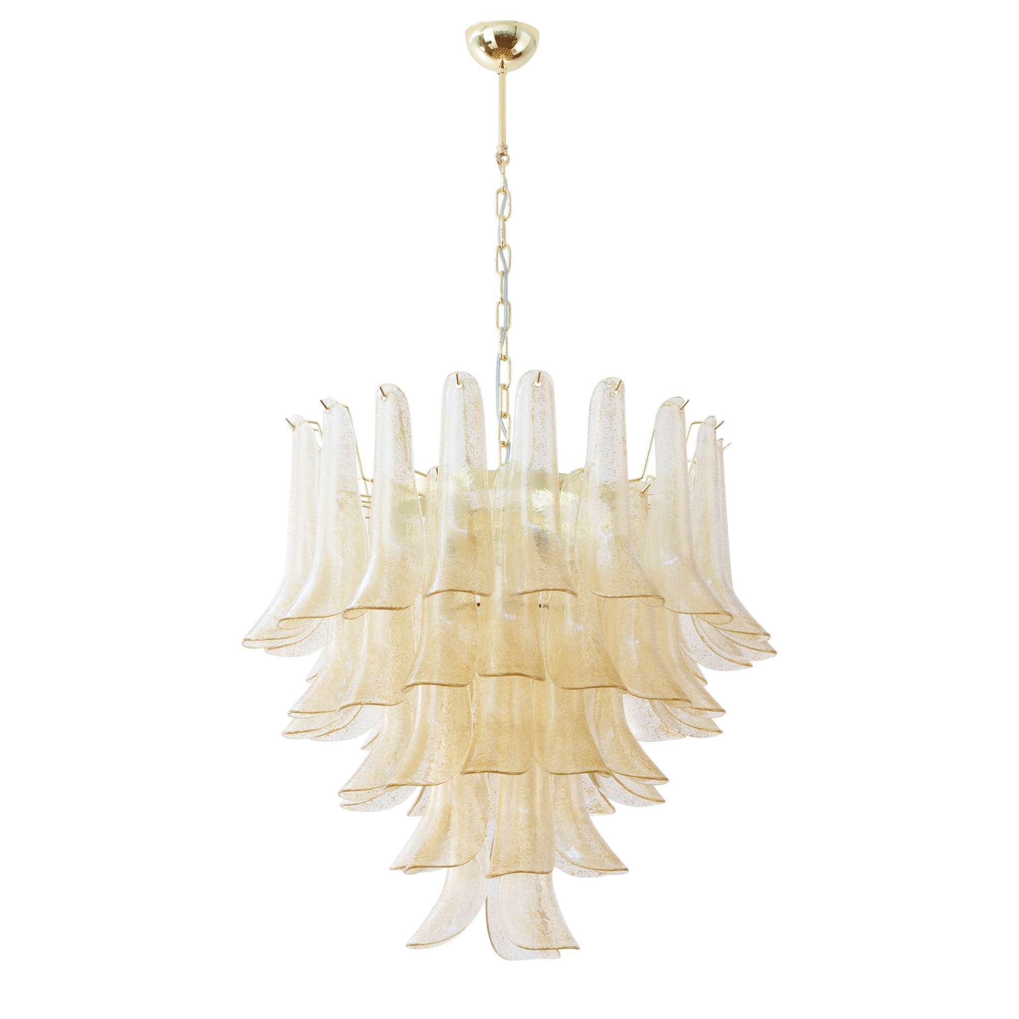 Aurora Chandelier Amber Lily Murano Glass Layered Centerpiece - Neutralighting