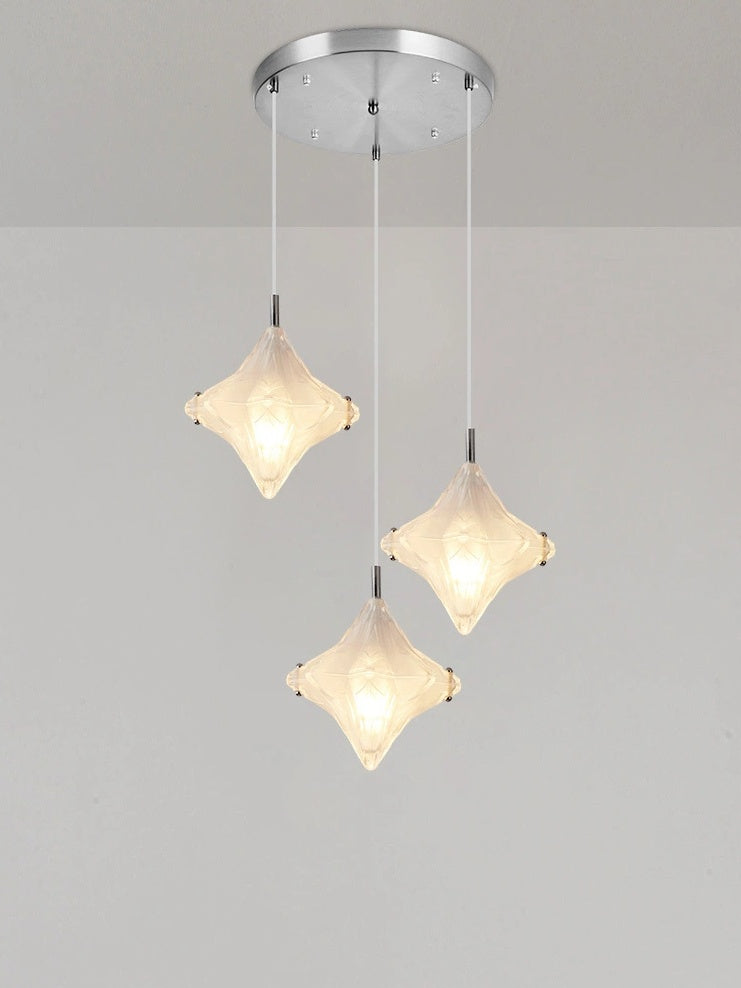 Art Deco Sterntreppe Pendelleuchte - Milchglas Hängeleuchte - Astris Altair