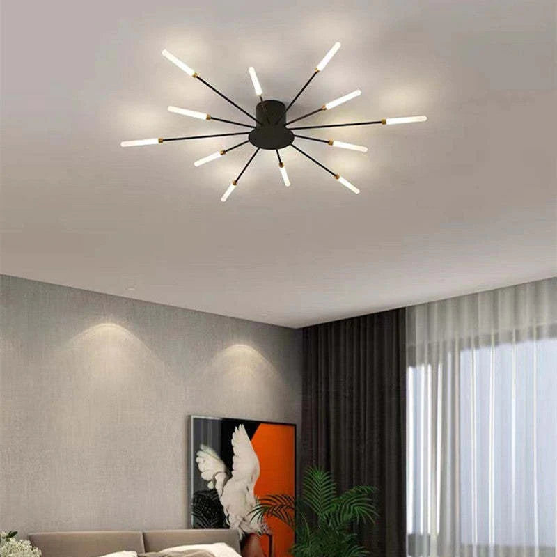 Lowry Industrial LED Deckenleuchte Schwarz/Gold Wohnzimmer Metall