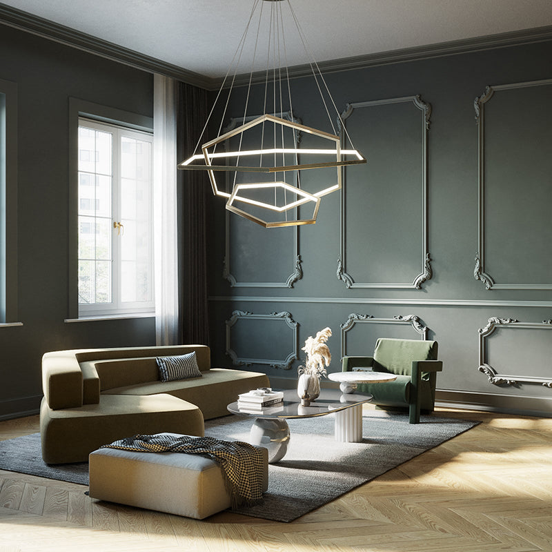 Arisha Modern Design LED Pendelleuchte Gold Wohn/Ess/Schlafzimmer Metall