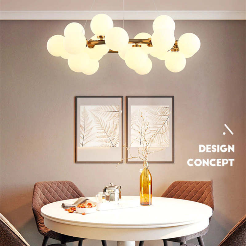 Valentina Design LED Pendelleuchte Schwarz/Gold Glas Ess/Wohnzimmer