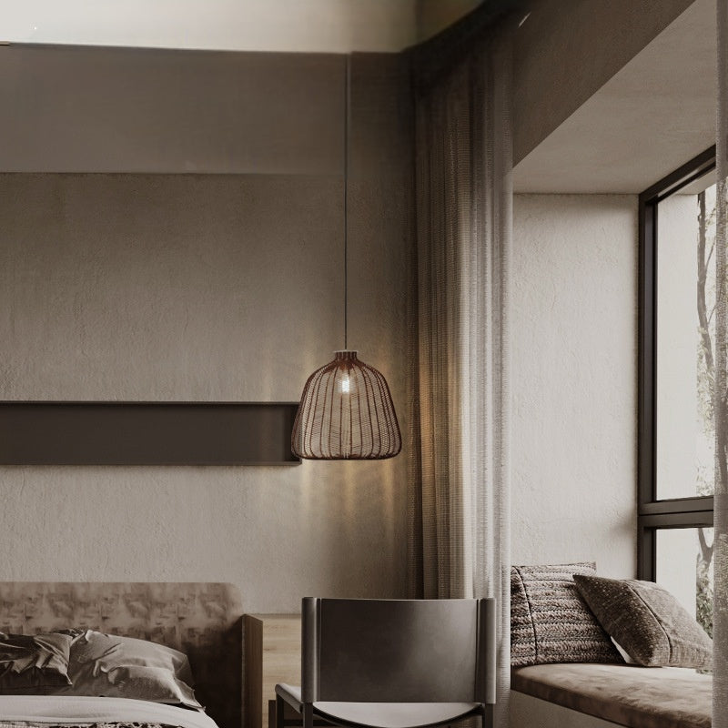 Muto Minimalistische Pendelleuchte LED Rattan Schlafzimmer/Bar