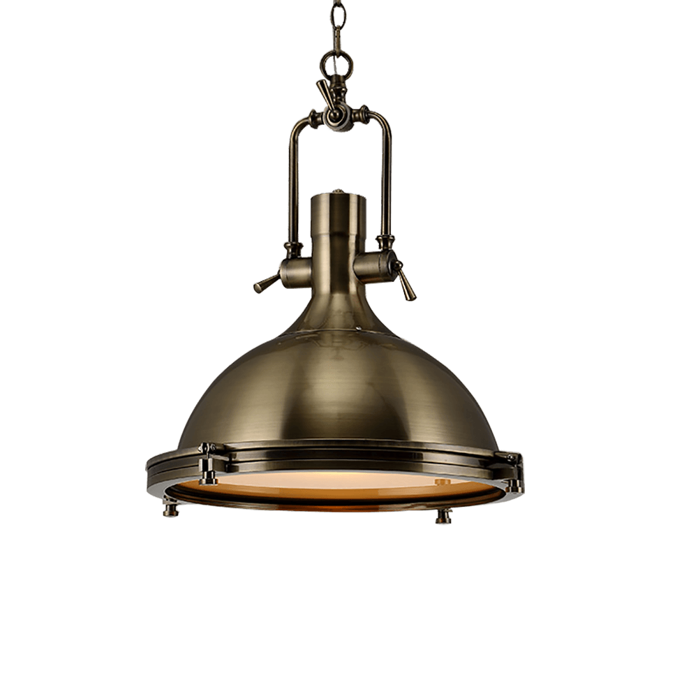 Solara Pendant Lamp Brass Ribbed Dome Industrial - Letslighting