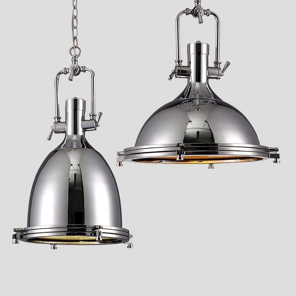 Solara Pendant Lamp Brass Ribbed Dome Industrial - Letslighting