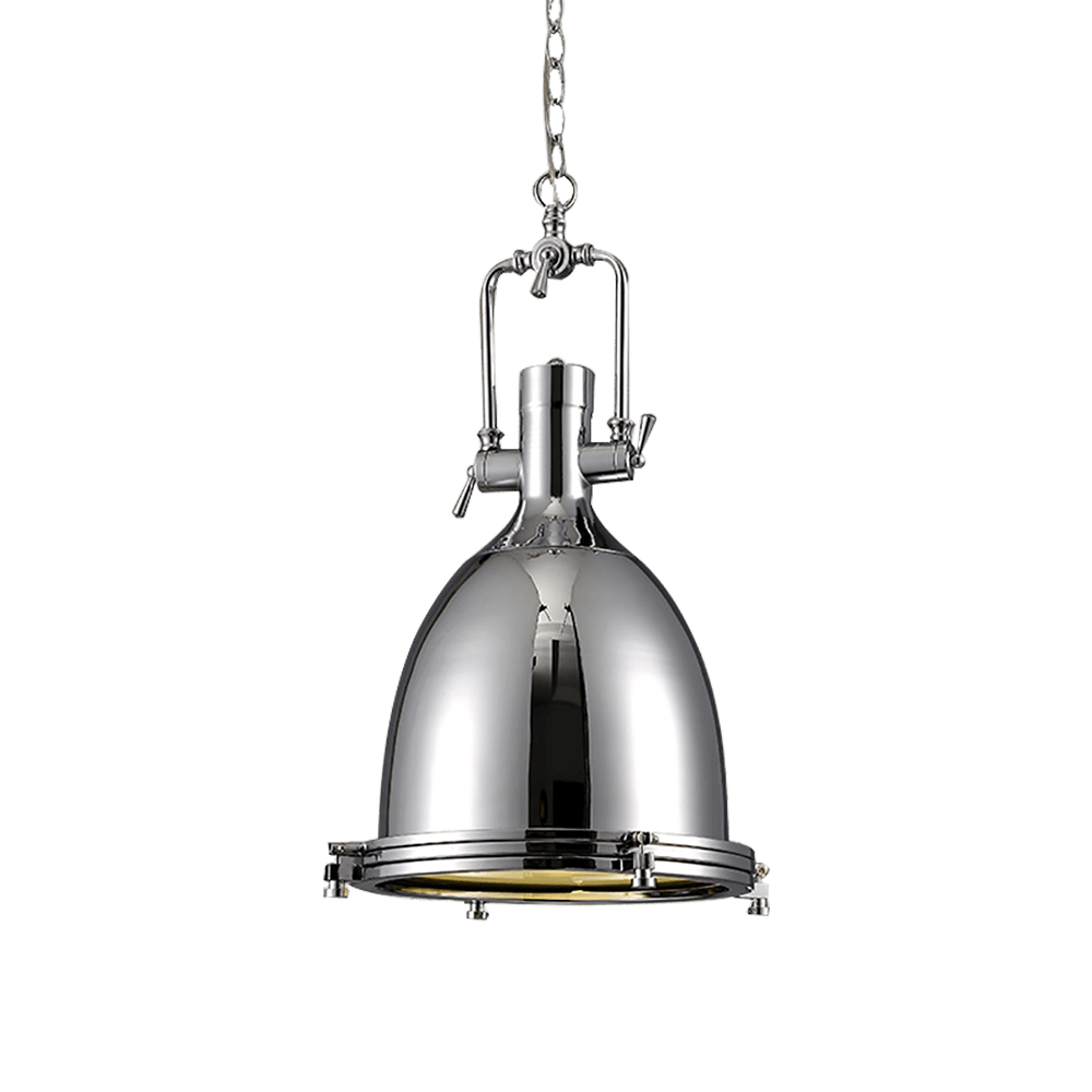 Solara Pendant Lamp Brass Ribbed Dome Industrial - Letslighting