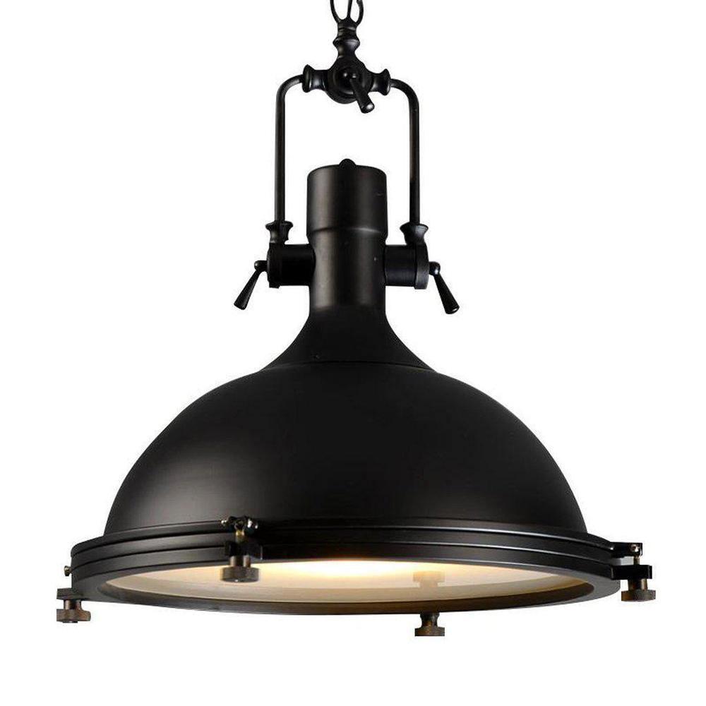Solara Pendant Lamp Brass Ribbed Dome Industrial - Letslighting