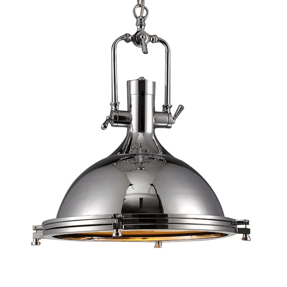 Solara Pendant Lamp Brass Ribbed Dome Industrial - Letslighting