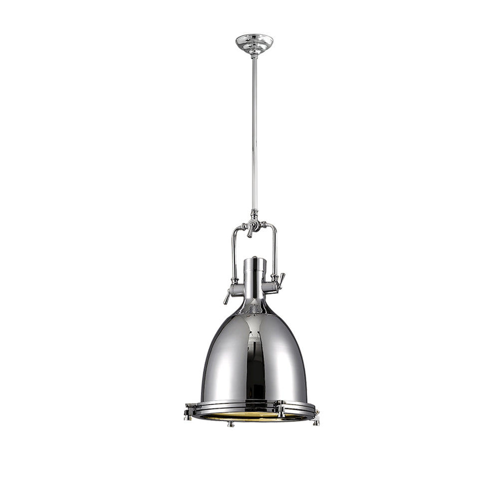 Solara Pendant Lamp Brass Ribbed Dome Industrial - Letslighting