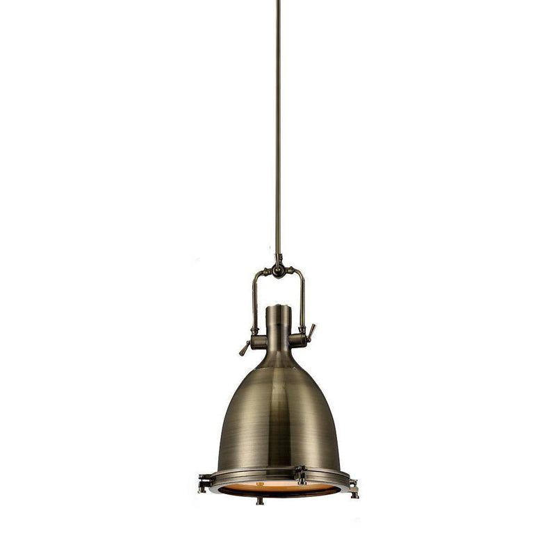 Solara Pendant Lamp Brass Ribbed Dome Industrial - Letslighting