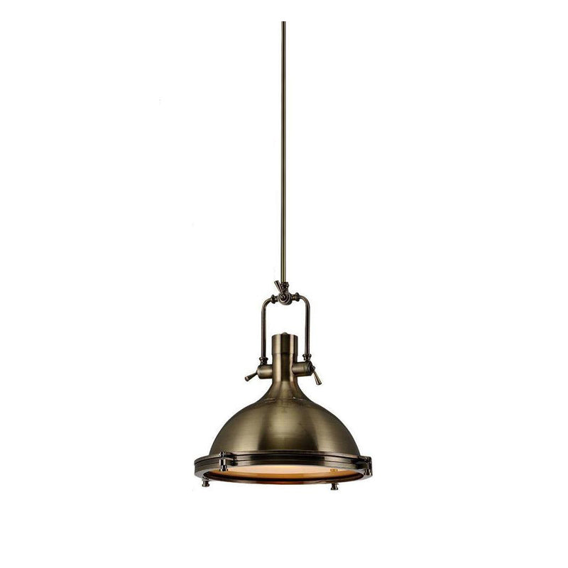 Solara Pendant Lamp Brass Ribbed Dome Industrial - Letslighting