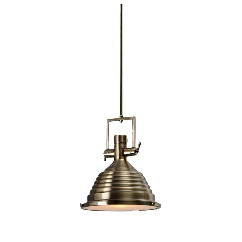 Solara Pendant Lamp Brass Ribbed Dome Industrial - Letslighting