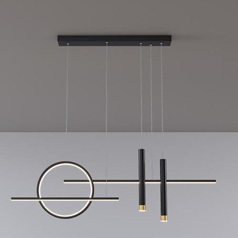 Arisha Modern Pendelleuchte Ring Linear Esszimmer, Schwarz/Gold, Metall-Letslighting