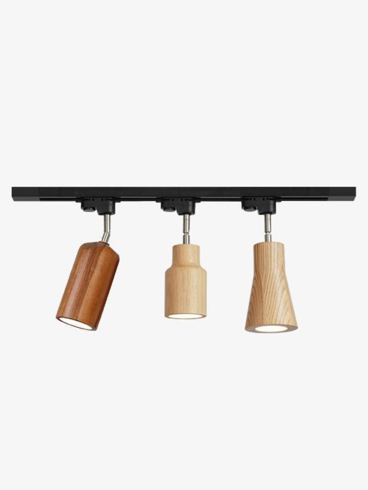 Nahaufnahme des Holz- und Metalldesigns des Deckenstrahlers
