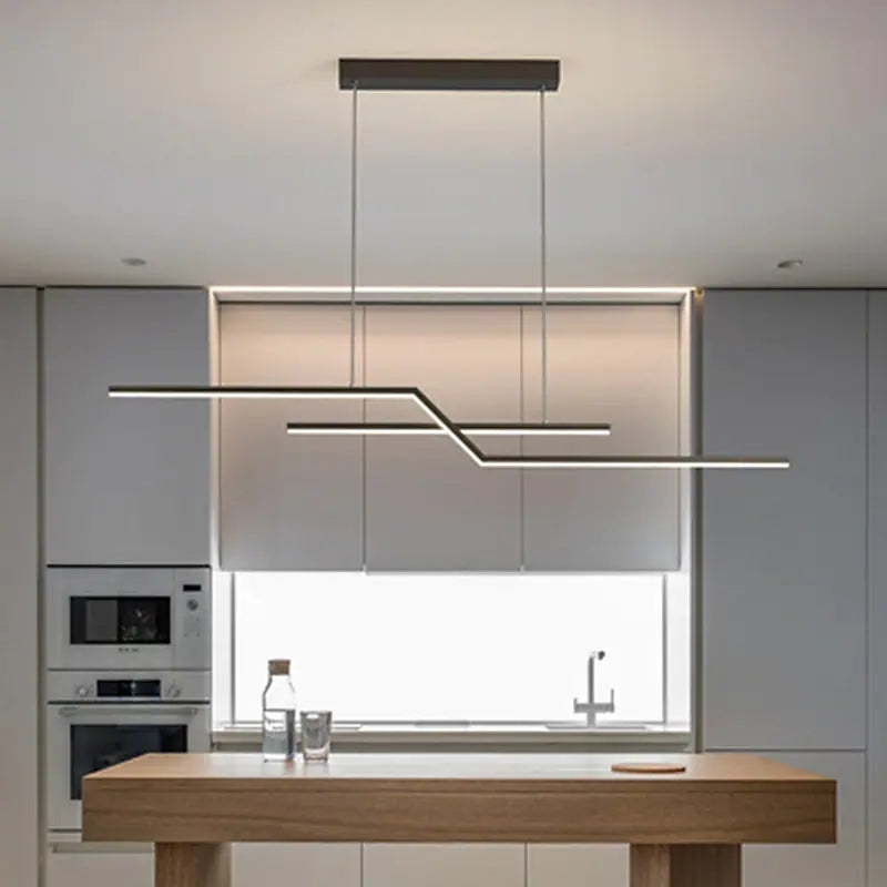 Arisha Modern Minimalistische Parallel Gefaltete Lineare LED Pendelleuchte Wohn/Schlaf/EsszimmerSchwarz/Gold Dimmbar