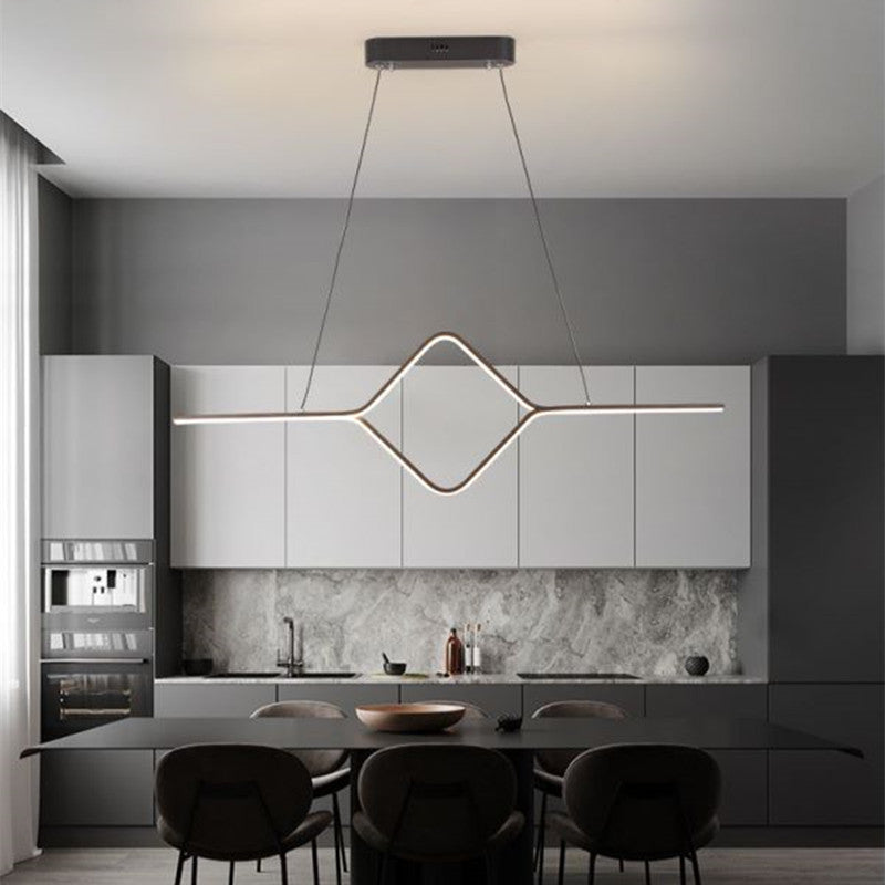 Arisha Pendelleuchten, Linear Quadrat, Schwarz/Gold, LED, Schlafzimmer