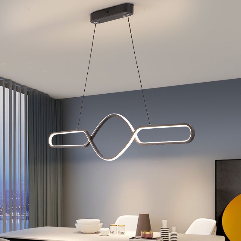 Arisha Pendelleuchten,Kreuz Linear, Esszimmer, Schwarz/Gold, Metall/Kieselgel