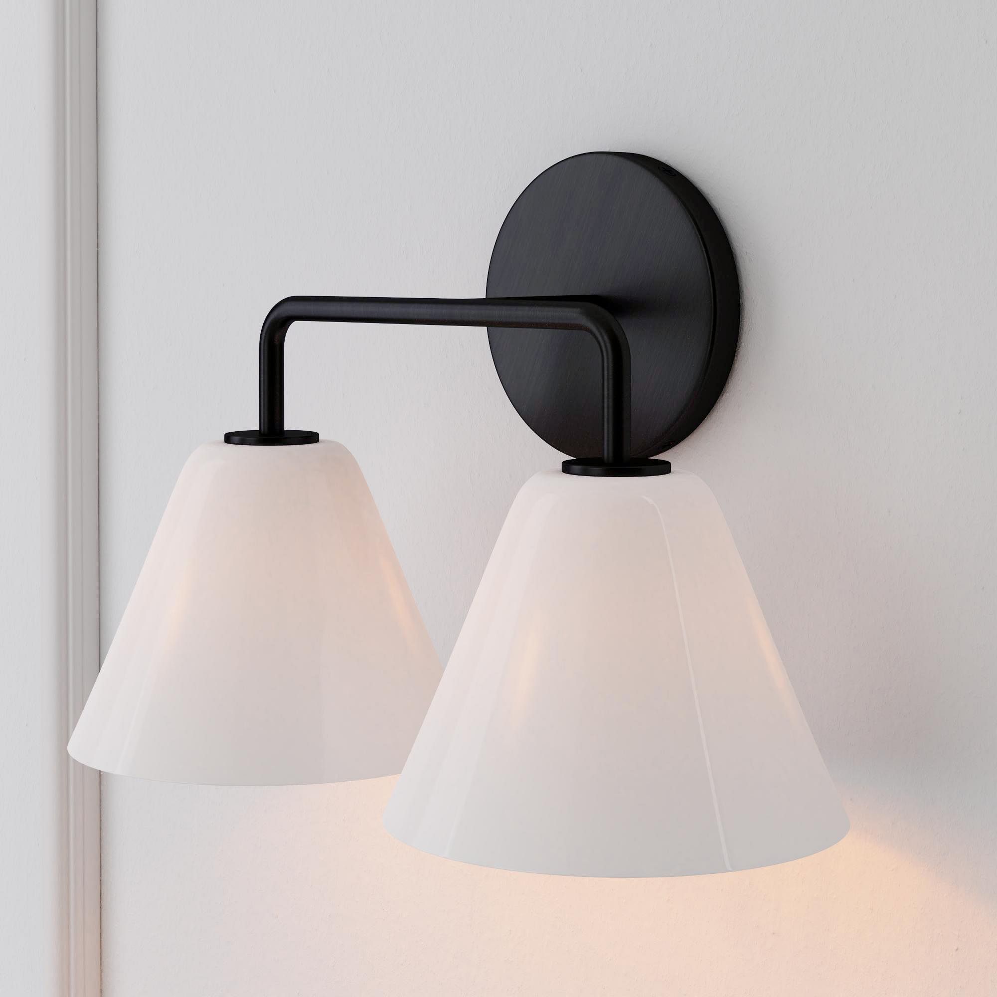 Conica Messing-Wandleuchte – Glas-Wandlampe für Flur und Schlafzimmer