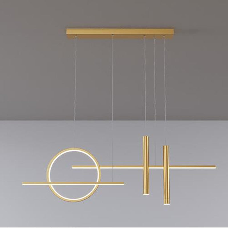 Arisha Modern Pendelleuchte Ring Linear Esszimmer, Schwarz/Gold, Metall-Letslighting