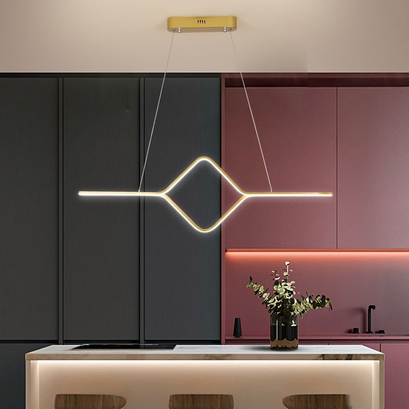 Arisha Pendelleuchten, Linear Quadrat, Schwarz/Gold, LED, Schlafzimmer