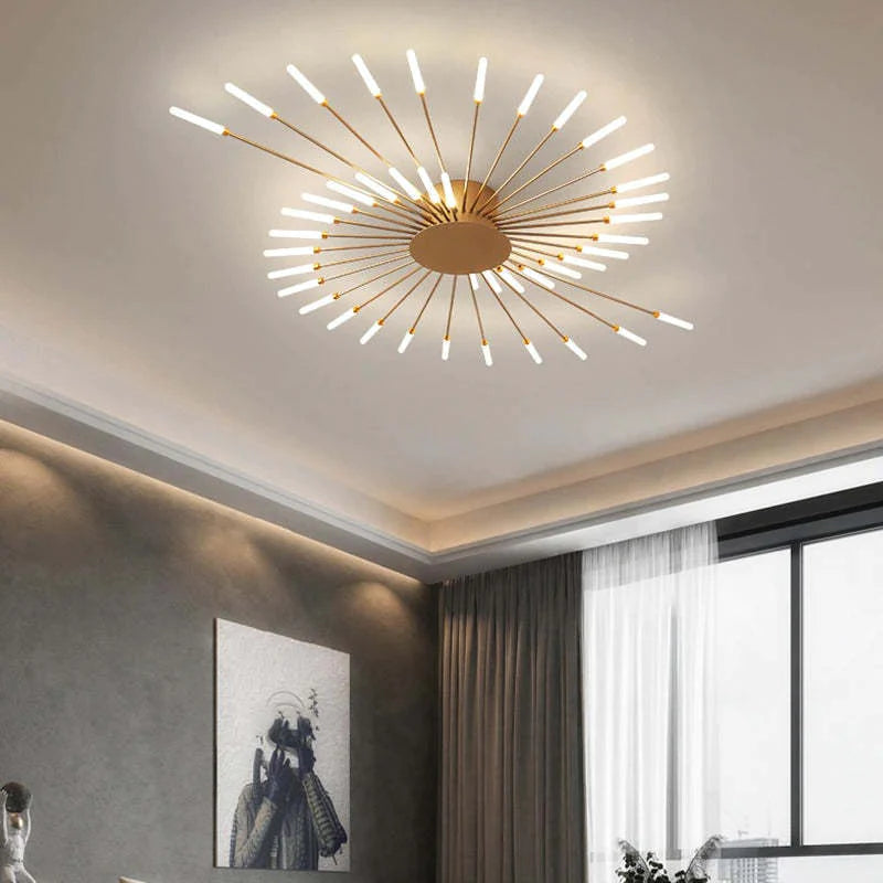 Lowry Industrial LED Deckenleuchte Schwarz/Gold Wohnzimmer Metall