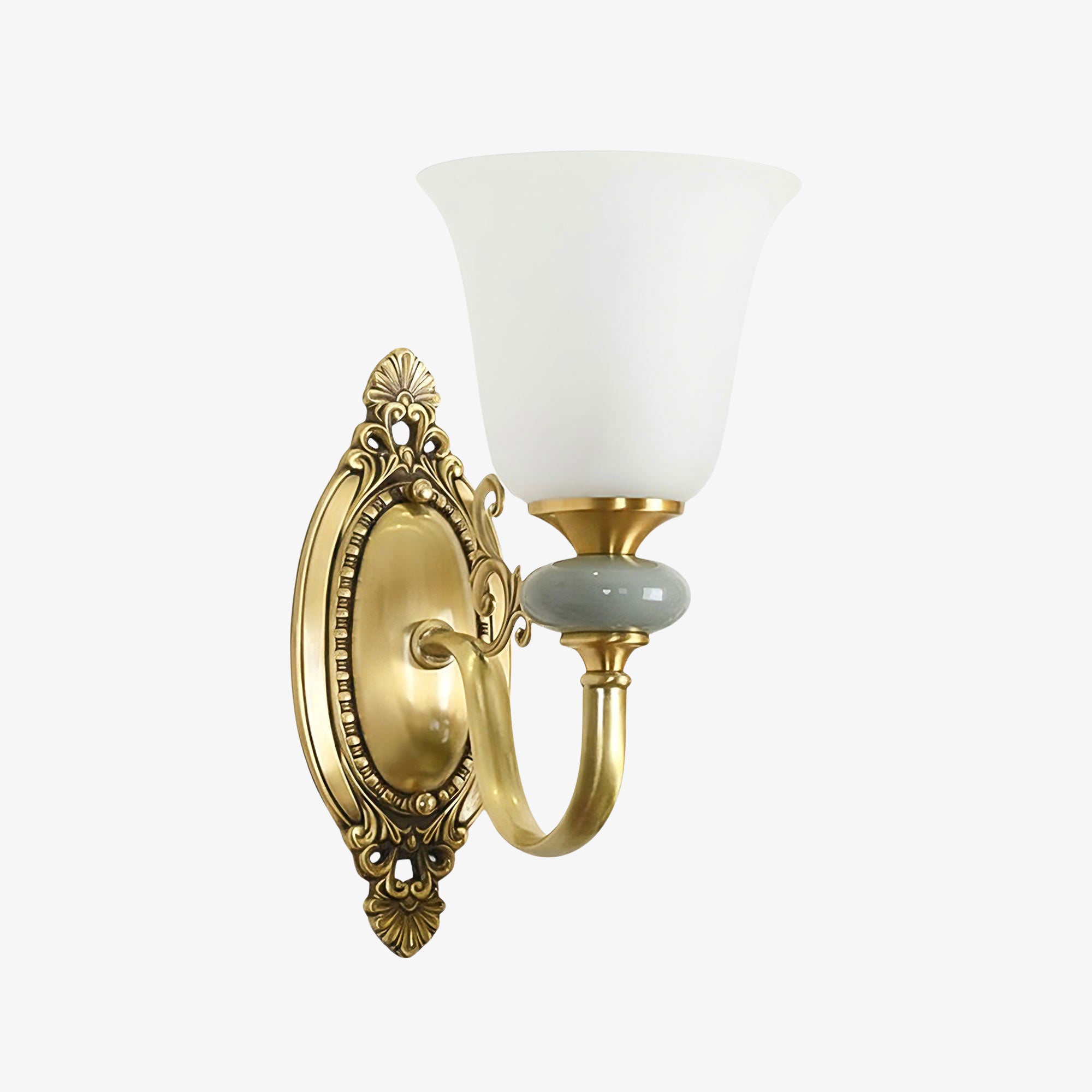 Rowanea Wandleuchte im modernen Landhausstil aus Keramik und Stoff für den Flur