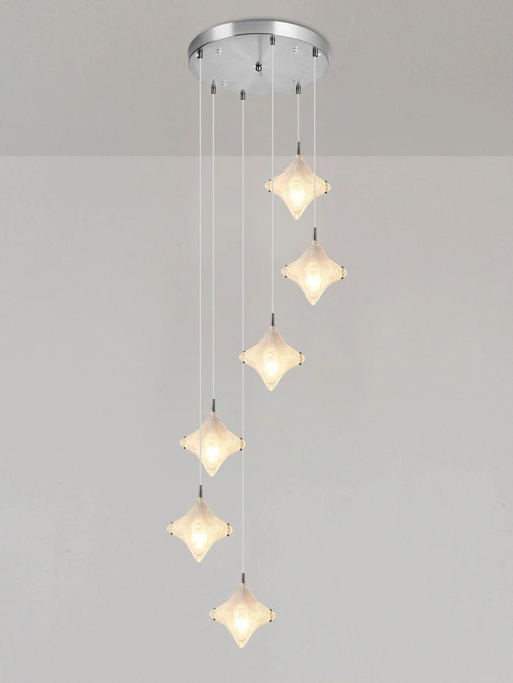 Art Deco Pendelleuchte mit 15 Köpfen, Milchglas