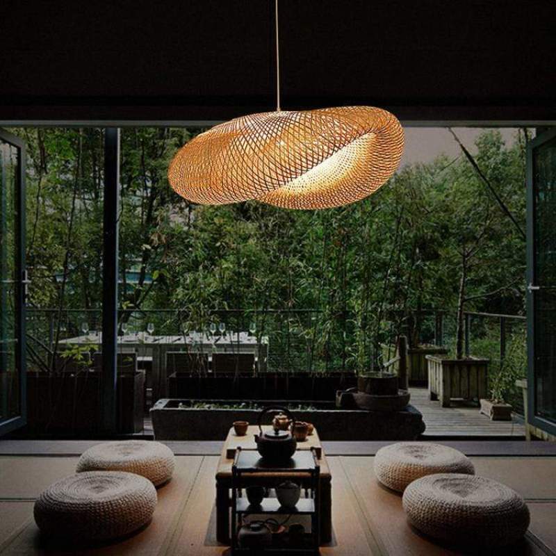 Muto Boho LED Pendelleuchte Bambus Wohn/Esszimmer/Arbeitszimmer
