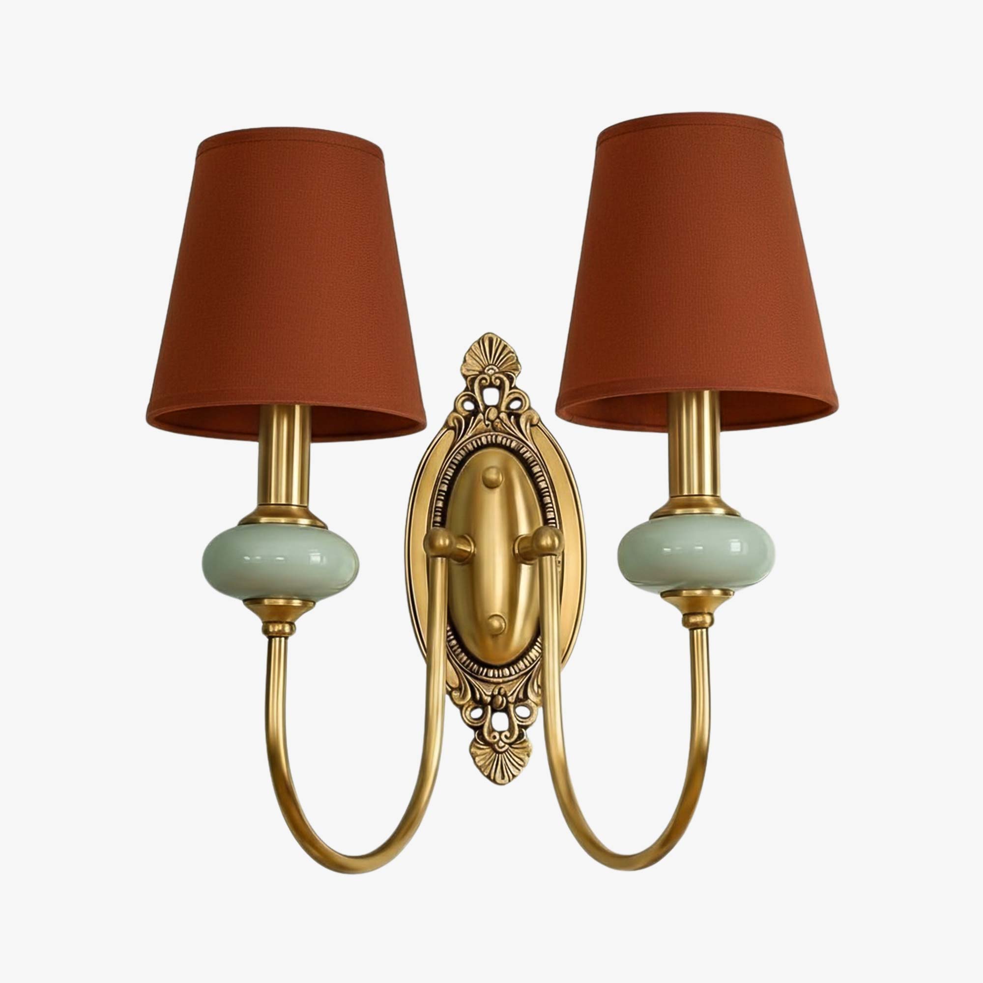 Rowanea Wandleuchte im modernen Landhausstil aus Keramik und Stoff für den Flur